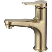 Смеситель для раковины D-Lin D158367-J с выдвижным изливом, золотой матовый