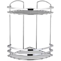 Полка для ванной Tekno-tel LM008SSM 24x24 см, угловая, двойная, нержавеющая сталь