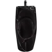 Писсуар с раковиной CeramaLux X573B-P подвесной, скрытый подвод воды, черный глянец