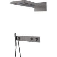 Душевой комплект Boheme Zodiac 133-GM 230 мм, с термостатом, графит матовый