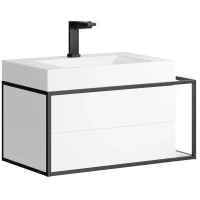 Тумба с раковиной белый глянец/черный 81,8 см Clarberg Logic LOG0108L + Tol.07.04.D