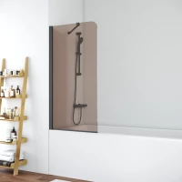 Шторка на ванну Vegas Glass EV LUX ST 76 02M 05 L 76 см L, профиль черный матовый, стекло бронза