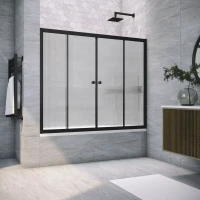 Шторка на ванну Vegas Glass Z2V NOVO 160 02M Moru 160 см, профиль черный матовый, стекло рифленое