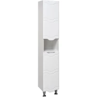 Пенал Runo Стиль 00000001122 напольный R, с бельевой корзиной, белый