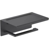 Держатель туалетной бумаги Aquatek Либра AQ4309MB с полкой для телефона, черный матовый