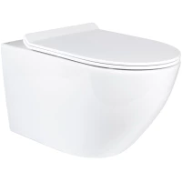 Унитаз подвесной Bond Oval F01-10Long безободковый, с сиденьем микролифт, белый глянец