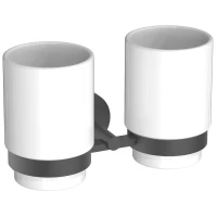 Стакан для зубных щеток Aquatek Бетта AQ4617MB двойной, настенный, черный матовый