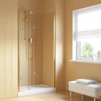 Душевая дверь Vegas Glass GPS LUX 95 09 crystalvision R 95 см R, профиль золотой, стекло прозрачное