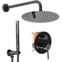 Душевой комплект Rea Lungo REA-P4420 300 мм, со смесителем, черный глянец