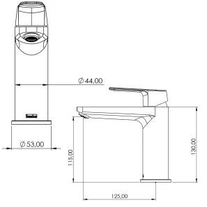 Изображение товара смеситель для раковины без донного клапана teska quars e5616