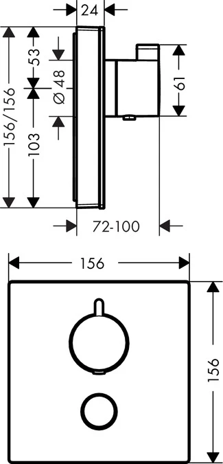 Термостат с отдельным выводом для ручного душа Hansgrohe ShowerSelect Glass Highflow 15735600 - фото 2