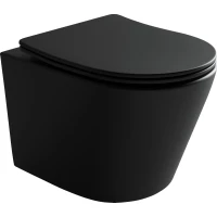 Унитаз подвесной Ceramica Nova Balearica CN6000MB безободковый, с сиденьем микролифт, черный матовый