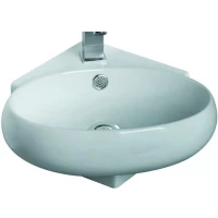 Раковина CeramaLux 9359 35 см, угловая, подвесная, белый