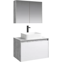 Комплект мебели бетон светлый/белый глянец 80 см Aqwella 5 Stars Mobi MOB0108BS + MOB0708W + 641945 + MOB0408 + MOB0717BS