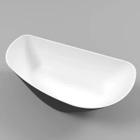 Ванна из литьевого мрамора Whitecross Topaz 0212.170080.20100 170x80 см, отдельностоящая, белый матовый/черный матовый