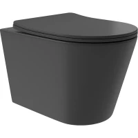 Унитаз подвесной Aqueduto Cone Plus CONT0240 безободковый, торнадо, с сиденьем микролифт, черный матовый