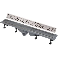 Душевой трап (лоток) AlcaPlast APZ22 Buble APZ22-850 + BUBLE-850M 84,4 см, с решеткой, перфорированный, нержавеющая сталь