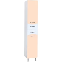Пенал Bellezza Мари 4622904110225 напольный L/R, с бельевой корзиной, бежевый глянец/белый глянец