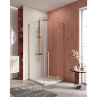 Душевой уголок Cezares Liner LINER-A-1-90-C-BORO-R 100x100 см R, профиль золотой матовый, стекло прозрачное