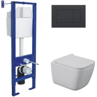 Комплект подвесной унитаз Berges Quattro S + система инсталляции Berges Atom 410 043365