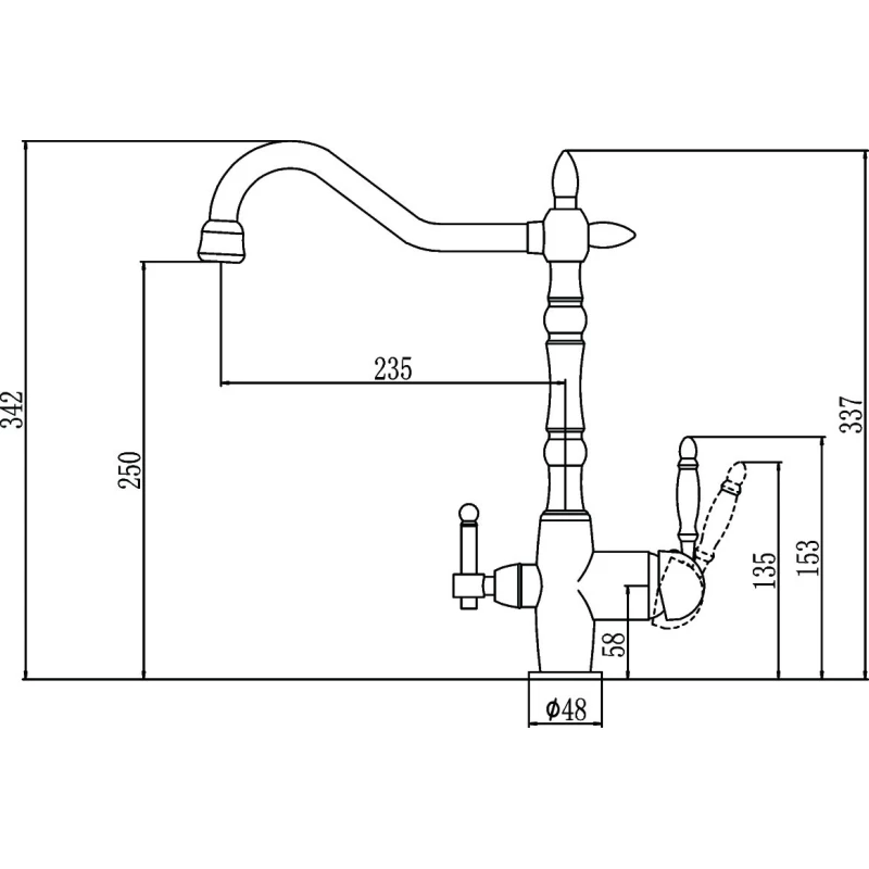 Смеситель для кухни с подключением к фильтру Savol S-L1803S
