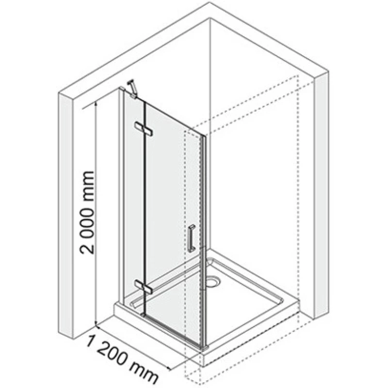 Душевая дверь распашная 120 см прозрачное стекло WasserKRAFT ALLER 10H05LBLACK