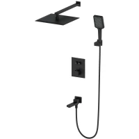 Душевой комплект Wonzon & Woghand WW-88929003-MB 300 мм, с термостатом, черный матовый