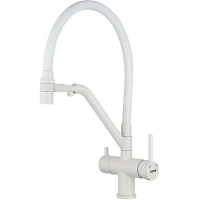 Смеситель для кухни Gappo G4398-88 с подключением к фильтру, гибким изливом, белый матовый