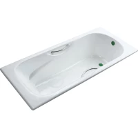 Ванна чугунная Kaiser KB-1703 170x75 см, с ручками, антискользящим покрытием, белый