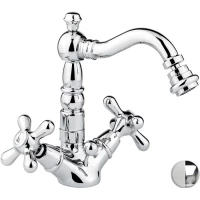 Смеситель для биде Emmevi Deco Old 12614/BC с донным клапаном, хром/белый