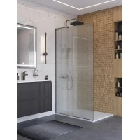 Душевая перегородка BelBagno Uno UNO-L-1-TB-100-FL-GM 100 см, профиль оружейная сталь матовый, стекло рифленое