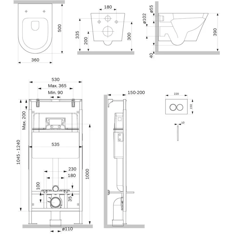 Комплект подвесной унитаз Am.Pm Sense + система инсталляции Am.Pm MasterFit Pro C L IS100138.741701 Комплект подвесной унитаз Am.Pm Sense + система инсталляции Am.Pm MasterFit Pro C L IS100138.741701