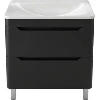 Тумба с раковиной Uperwood Ocean KOceanF80b2 80 см, напольная, черный матовый