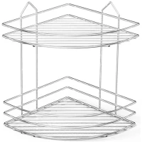 Полка для ванной Tekno-tel BK002 24x24 см, угловая, двойная, хром