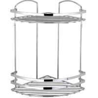 Полка для ванной Tekno-tel LM008SSS 24x24 см, угловая, двойная, серебро