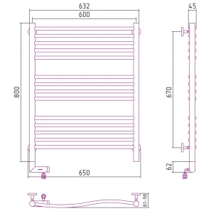 Изображение товара полотенцесушитель электрический 800x600 состаренная бронза мэм левый сунержа флюид 2.0 05-5220-8060
