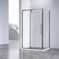 Душевой уголок Vincea Slim-N VSR-4SNP9011CLGM 110x90 см, профиль вороненая сталь, стекло прозрачное