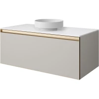 Тумба с раковиной Armadi Art Quatro Cashmere 790-M1-100-CM-MG + 792-100-W + 801-MW 101 см , подвесная, со столешницей, кашемир матовый