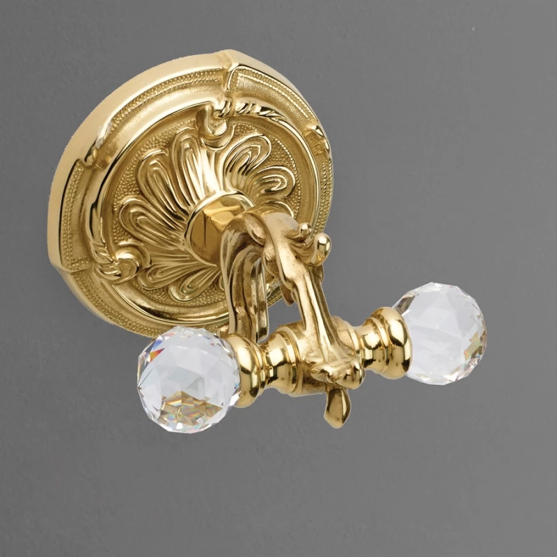 Крючок Art&Max Barocco Crystal AM-1784-Do-Ant-C двойной, для ванны, античное золото