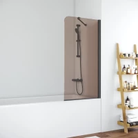 Шторка на ванну Vegas Glass EV LUX ST 76 02M 05 R 76 см R, профиль черный матовый, стекло бронза
