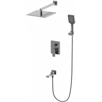 Душевой комплект Wonzon & Woghand Cube 2.0 WW-88939068-BGM 300 мм, со смесителем, темный графит матовый 