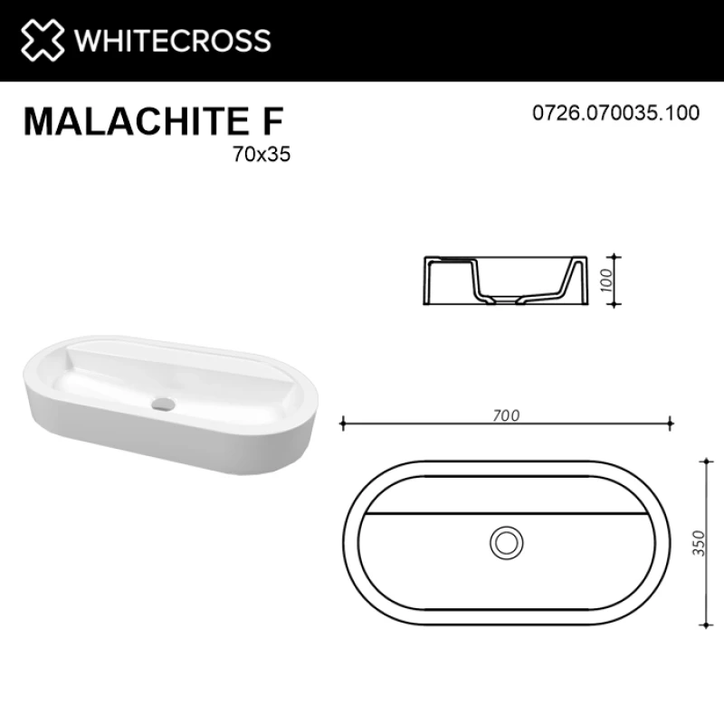 Раковина 70x35 см Whitecross Malachite F 0726.070035.100
