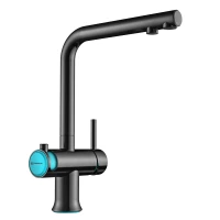 Смеситель для кухни с подключением к фильтру вороненая сталь/голубой Omoikiri Hotaru-B