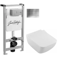 Комплект подвесной унитаз Villeroy & Boch Venticello 4611RSR1 + система инсталляции Jacob Delafon E5504-NF + E4316-CP