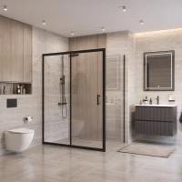 Душевой уголок BelBagno Uno UNO-195-AH-1-140/90-C-NERO 140x90 см, профиль черный матовый, стекло прозрачное