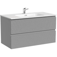Тумба под раковину Sancos Folk FL90ES 89 см, подвесная, светло-серый матовый