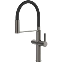 Смеситель для кухни IDDIS Ikon IKNGMFFi05 CoolStart, с подключением к фильтру, гибким изливом, графит матовый