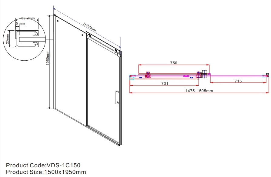 Душевая дверь 150 см Vincea Como VPS-1C150CL прозрачное - фото 6