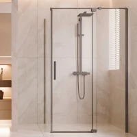 Душевой уголок Vincea Extenza VSR-4EX901090CLGM 87,8-100,8x90 см, профиль вороненая сталь, стекло прозрачное