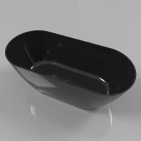 Ванна из литьевого мрамора Whitecross Coral A 0213.165075.101 165x75 см, отдельностоящая, черный глянец